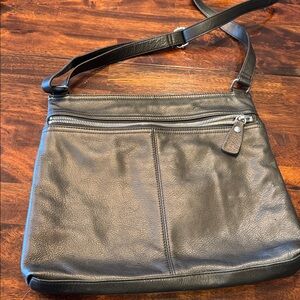 Margot Black Leather Bag with Gray Interior